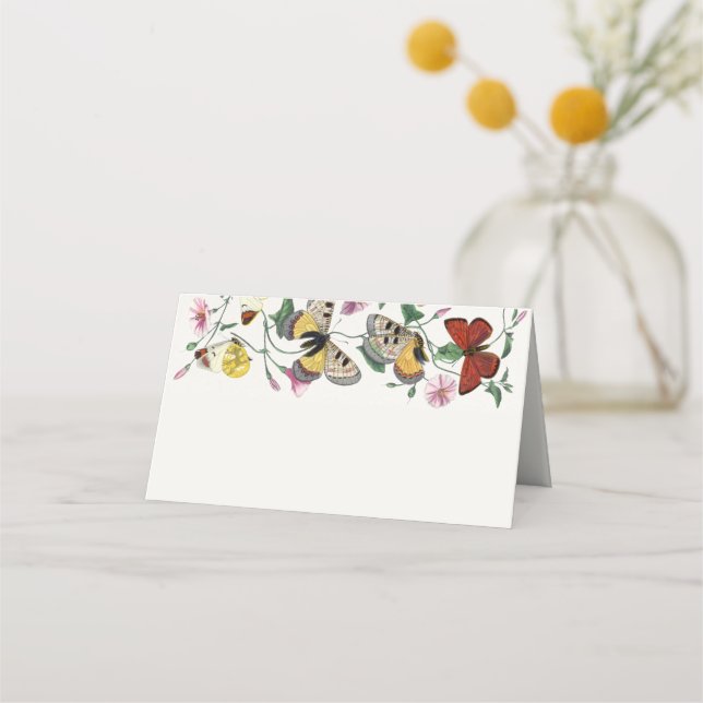 Cartão De Mesa Vintage Butterfly Vazio Manuscrito (Frente)