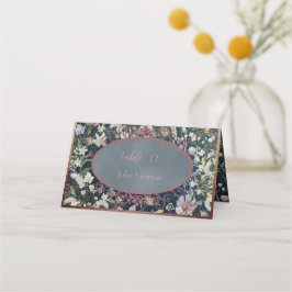 Cartão De Mesa Vintage Elegant Blue Floral Place Card