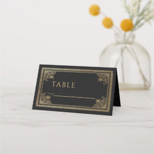 Cartão De Mesa Vintage Gothic Dourado Casamento Vitoriano