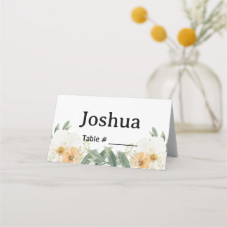 Cartão De Mesa Vintage Minimalist Floral Personalized Place Card