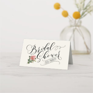 Cartão De Mesa Vintage Typografia Chá de panela Tea Party