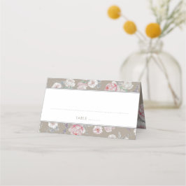 Cartão De Mesa Vintagem Floral de Cor Rosa e Branca