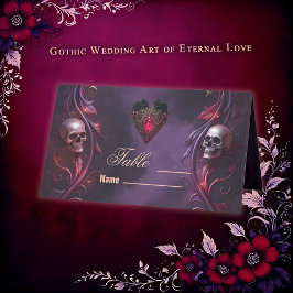 Cartão De Mesa Votos Além do Véu – Arte de Casamento Gótica