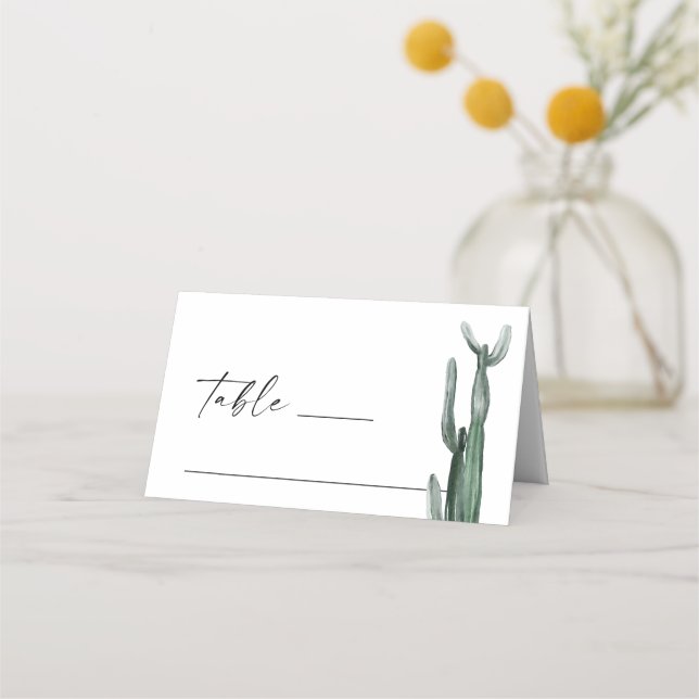 Cartão De Mesa Watercolor Boho Cactus | Casamento Rustic Desert (Frente)