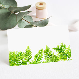 Cartão De Mesa Watercolor Chartreuse Green Fern Deixa Casamento