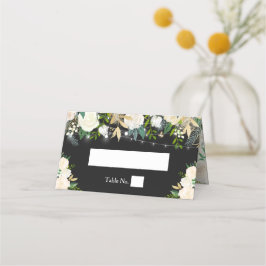 Cartão De Mesa Watercolor Chic Ivory Floral String Luzes Casament