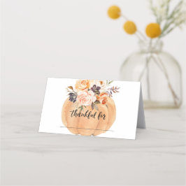 Cartão De Mesa Watercolor Floral Pumpkin Cai Graças