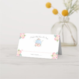 Cartão De Mesa Watercolor Floral Tea Party | CHÁ DE FRALDAS