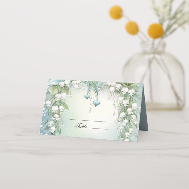 Cartão De Mesa Watercolor Lily do Vale Place Card (Frente)
