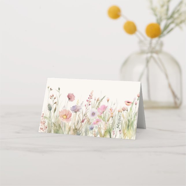 Cartão De Mesa Watercolor Meadow Wildflower (Verso)