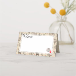 Cartão De Mesa Watercolor #Reindeer Pattern | Tan ou Choose Color