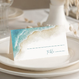 Cartão De Mesa Watercolor Summer Ocean Beach Wedding