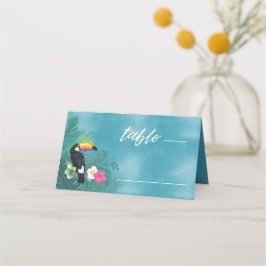 Cartão De Mesa Watercolor Tropica Wedding Mesa Teal ID577