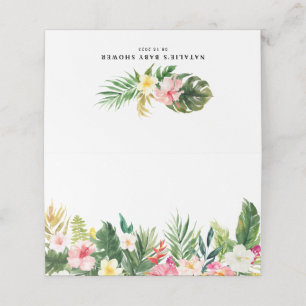 Cartão De Mesa Watercolor Tropical Floral Garland Beach Party