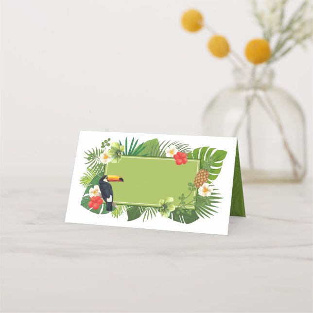 Cartão De Mesa Watercolor Tropical w/Toucan Green ID577 (Frente)