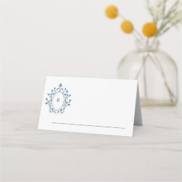 Cartão De Mesa Wedding or event place card Teal Monogram