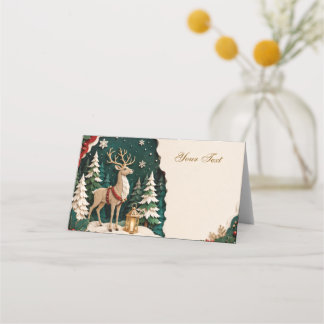 Cartão De Mesa Weihnachtlicher Rentier Wald Rahmen