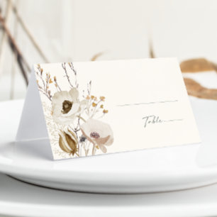 Cartão De Mesa Whimsic Wildflower Casamento de marfim e sábio