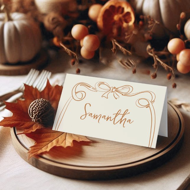 Cartão De Mesa Whimsical Bow Thanksgiving Place Cards (Criador carregado)