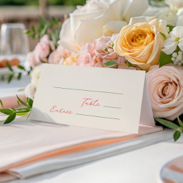 Cartão De Mesa Whimsical Quirky Handescrita Verde Rosa