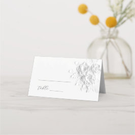 Cartão De Mesa White 3D Flowers Wedding Place Card