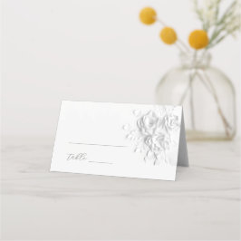 Cartão De Mesa White 3D Flowers Wedding Place Card