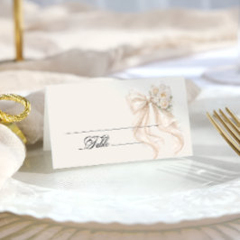 Cartão De Mesa White Bow Bridal Shower Place Card