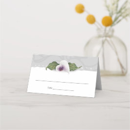 Cartão De Mesa White e Purple Calla Lily Wedding Elegant Floral