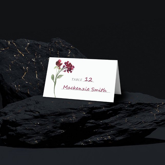 Cartão De Mesa Wildbloom | Flores de Jardim da Boêmia Vermelha Cr (Criador carregado)