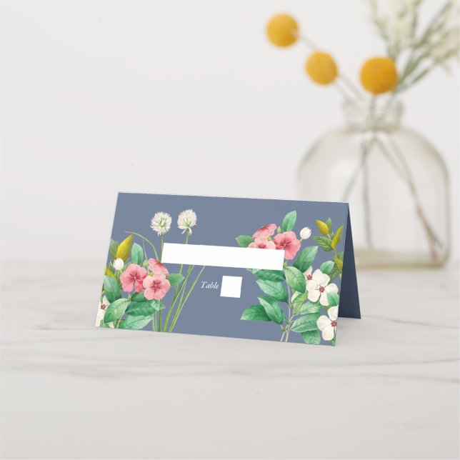 Cartão De Mesa Wildflower Periwinkle Dusty Blue Weding (Frente)