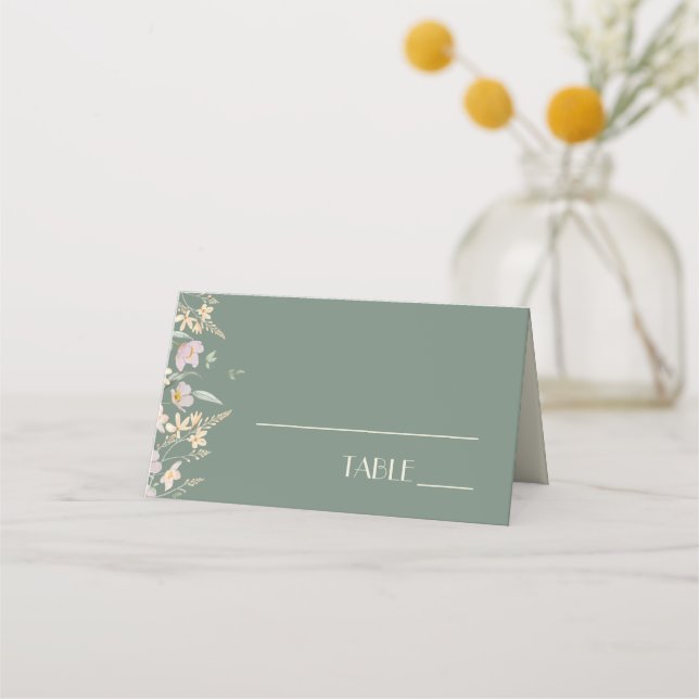 Cartão De Mesa Wildflower Sage Deco Weding Place Card (Frente)