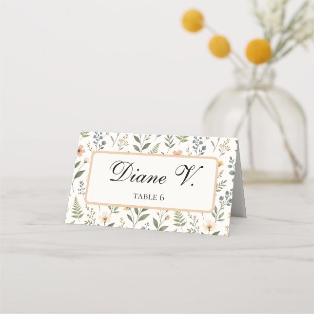 Cartão De Mesa Wildflowers in Neutral Colors (Frente)