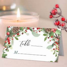 Cartão De Mesa Winter Berries - Mesa de Casamento de Natal Escort