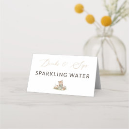 Cartão De Mesa Woodland Fox Girl Sparkling Water Drink Label