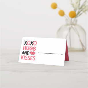 Cartão De Mesa XOXO Hugs Kisses Chá de panela Casamento Rosa
