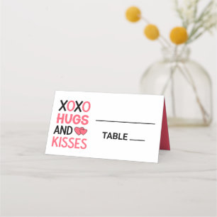 Cartão De Mesa XOXO Hugs Kisses Chá de panela Casamento Rosa Boni