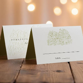 Cartão De Mesa Yosemite National Park Arte de Linha Casamento Dob