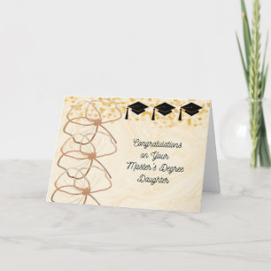 Cartão de mestrado para filha com Rosa Dourado
