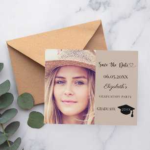 Cartão de mocha bege para festa de formatura Salve