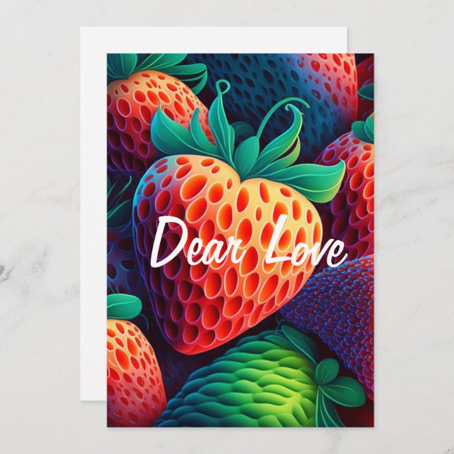 Cartão de morango para amantes (Frente/Verso)