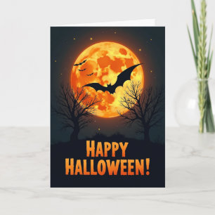 Cartão de Morcegos Feliz Halloween