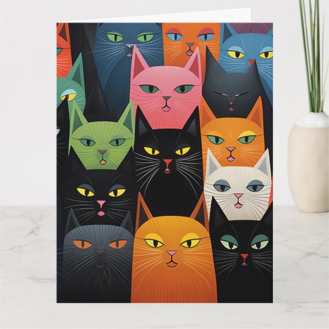 CARTÃO DE MORTE DE ANIVERSÁRIO DE ARTE GATO (Frente)