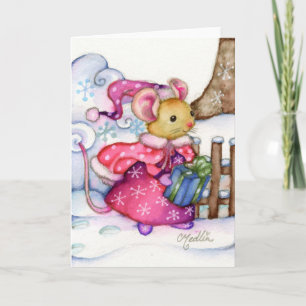 Cartão de Mouse Presente de Natal