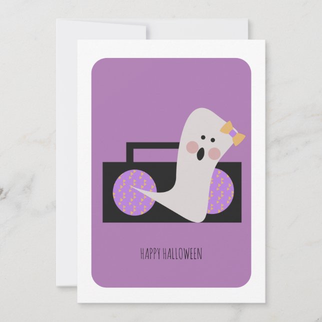 Cartão de Música Fantasma Feliz Halloween (Frente)