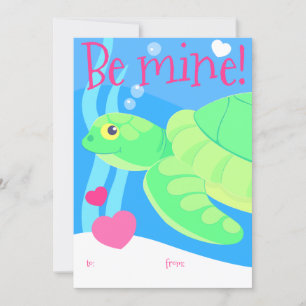 Cartão de Namorados de tartaruga marinha infantil