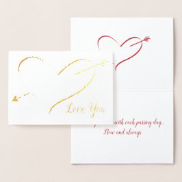 Cartão de Namorados Gold Foil Heart "I Love You"