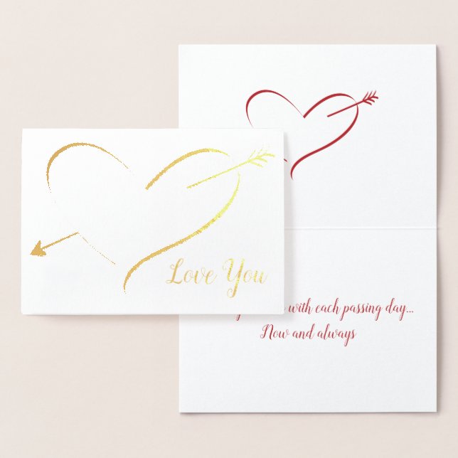 Cartão de Namorados Gold Foil Heart "I Love You" (Exibição)