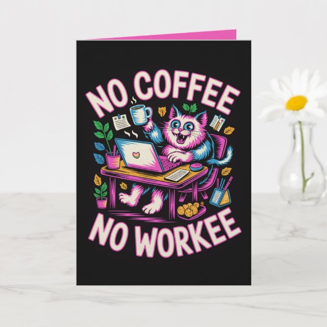 Cartão de Não Funciono Sem Café para Colegas de Tr (Planta pequena)