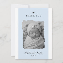 Cartão de nascimento azul com fotografia