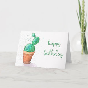 Cartão de Nascimento da Planta de Cactus de Aquar